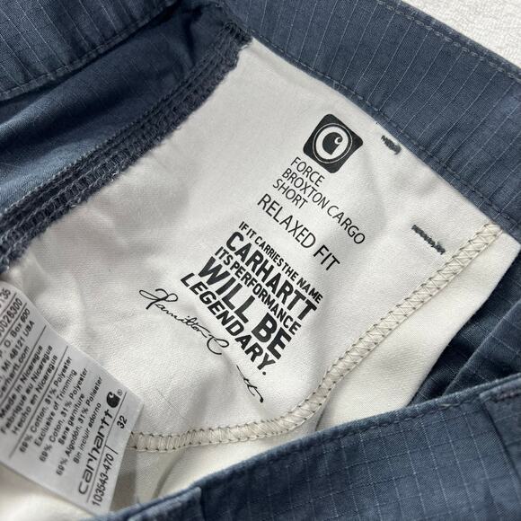 Carhartt Relaxed Fit Force Broxton Cargo Shorts Men’s size 32 Gray - Picture 9 of 9